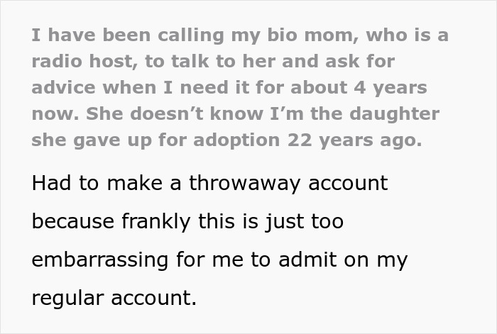 Woman trying to reunite with bio family after adoption faces threats from adoptive parents and emotional struggle. Woman trying to reunite with bio family after adoption faces threats from adoptive parents and emotional struggle.