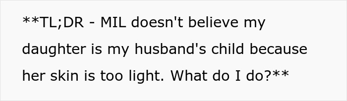 Text post about Indian grandmother demanding DNA test, claiming baby is too pale to be her son's child. Text post about Indian grandmother demanding DNA test, claiming baby is too pale to be her son's child.