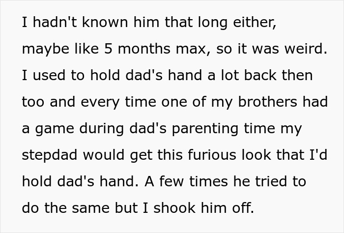 Text excerpt showing a stepdad’s efforts to displace kids’ bio dad from their hearts causing upset and tension. Text excerpt showing a stepdad’s efforts to displace kids’ bio dad from their hearts causing upset and tension.