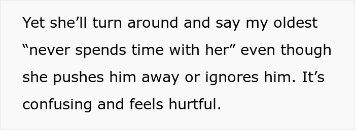 Text discussing a mother-in-law admitting to a favorite grandchild and causing family tension with her behavior. Text discussing a mother-in-law admitting to a favorite grandchild and causing family tension with her behavior.