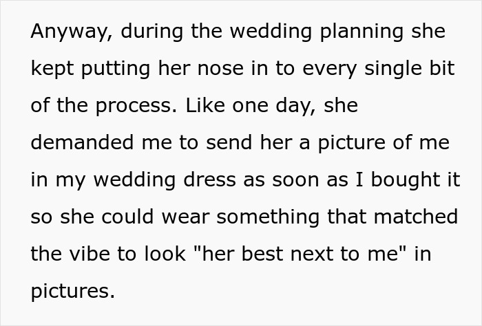 Bride serving a special meal at wedding as savage revenge on controlling mother-in-law during planning process.