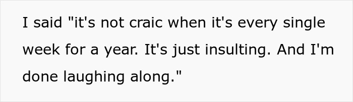 Text quote in black font on a white background about mocking and clapping back, featuring humor and laughter.