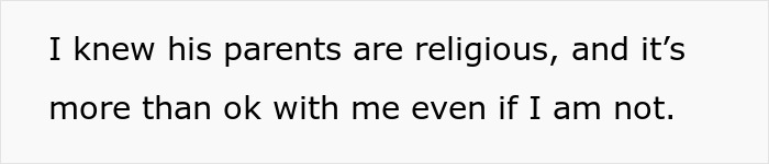 Text excerpt about religious differences between mother-in-law and son's girlfriend, highlighting church and prayer conflicts.