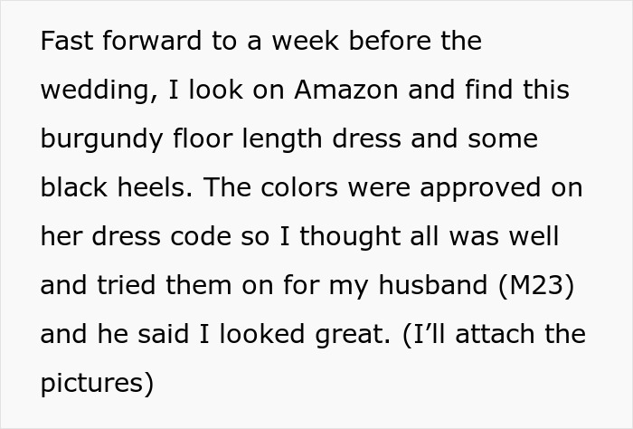 Bride mad at cousin wearing burgundy floor-length dress before wedding, causing tension over dress choice and colors. Bride mad at cousin wearing burgundy floor-length dress before wedding, causing tension over dress choice and colors.