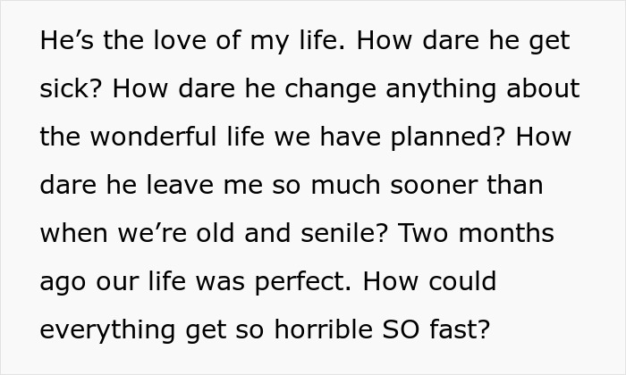 Alt text: Emotional text expressing grief and fear over life changes due to a life-threatening condition mistaken for pregnancy obsession. Alt text: Emotional text expressing grief and fear over life changes due to a life-threatening condition mistaken for pregnancy obsession.