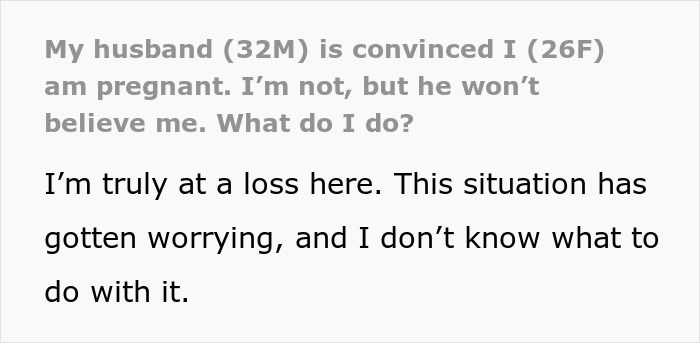 Text message showing a woman’s husband convinced she is pregnant, highlighting obsession linked to a life-threatening condition. Text message showing a woman’s husband convinced she is pregnant, highlighting obsession linked to a life-threatening condition.