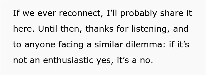 Text passage about reconnecting with a best friend after no contact, offering advice on enthusiastic consent in friendships. Text passage about reconnecting with a best friend after no contact, offering advice on enthusiastic consent in friendships.