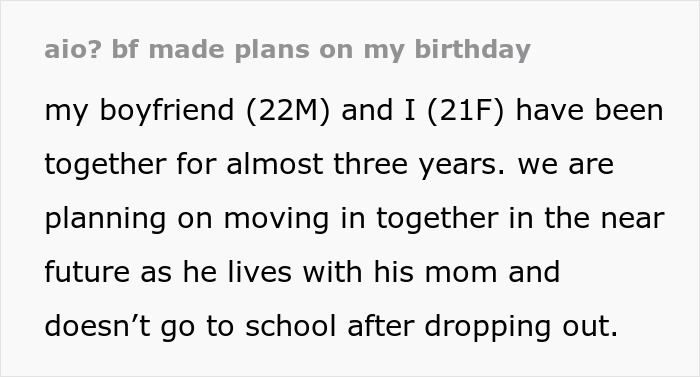 Text post about a boyfriend forgetting his girlfriend's birthday and demanding apologies for bothering him. Text post about a boyfriend forgetting his girlfriend's birthday and demanding apologies for bothering him.