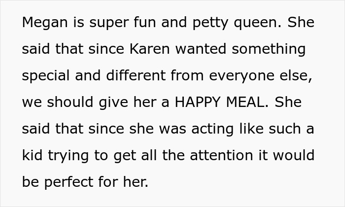 Text describing bride’s savage revenge on controlling mother-in-law by serving a special meal at the wedding.