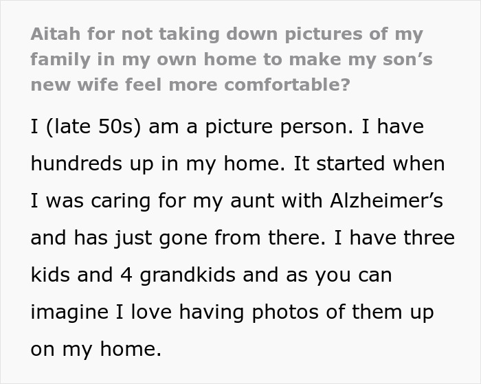 Jealous wife confronts hubby’s mom over pictures of his ex in her house, demanding their removal. Jealous wife confronts hubby’s mom over pictures of his ex in her house, demanding their removal.