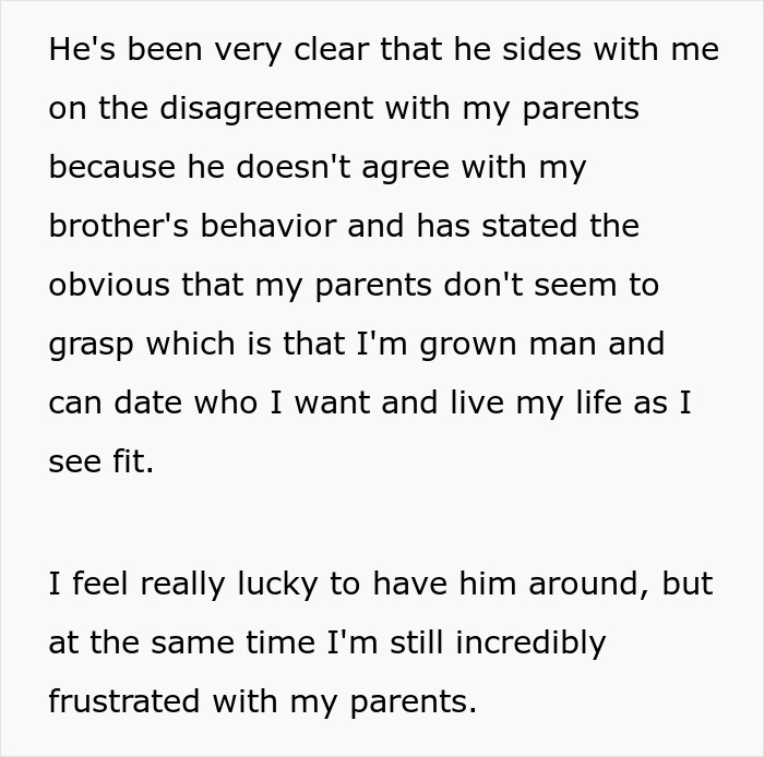 Text excerpt discussing frustration with entitled parents who treat autistic brother as golden child, ignoring his creepy behavior.