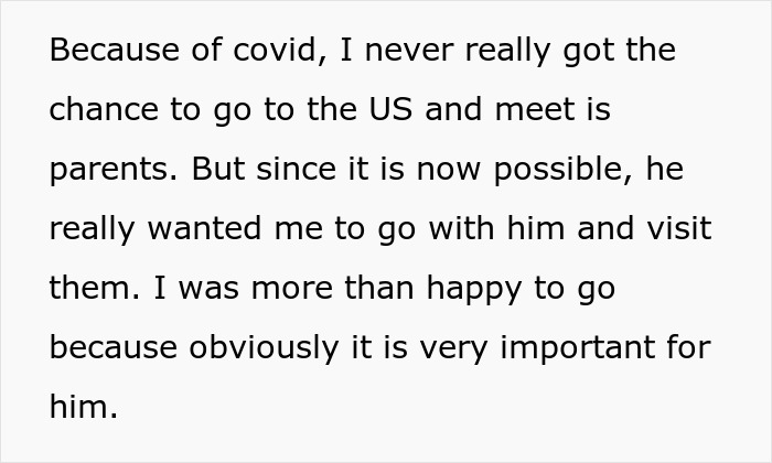 Text excerpt about meeting son’s parents amid covid, related to MIL making son’s girlfriend sleep in a different room.