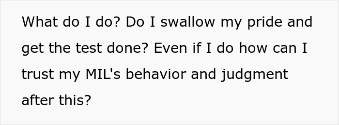 Text excerpt about Indian grandmother demanding DNA test due to baby appearing too pale, showing family trust conflict. Text excerpt about Indian grandmother demanding DNA test due to baby appearing too pale, showing family trust conflict.