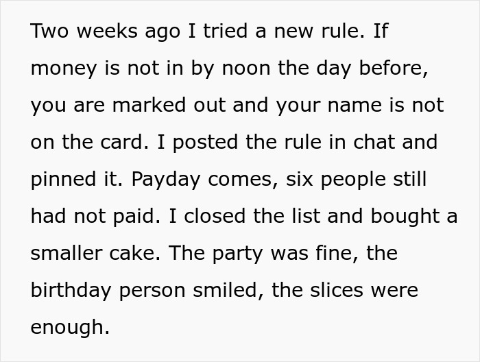 Text about coworkers ghosting the birthday organizer on Venmo, causing issues with birthday celebrations and payments. Text about coworkers ghosting the birthday organizer on Venmo, causing issues with birthday celebrations and payments.
