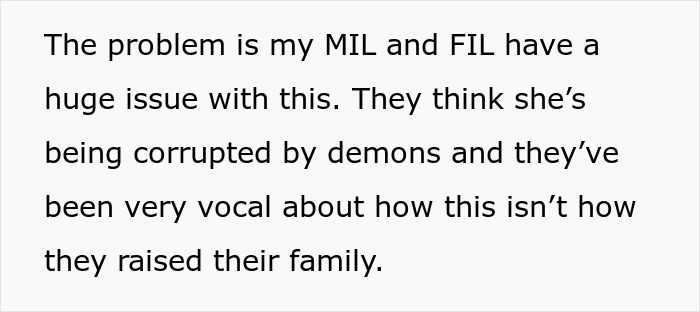 Text about in-laws mocking daughter's paganism and family conflict over beliefs causing mom distress.