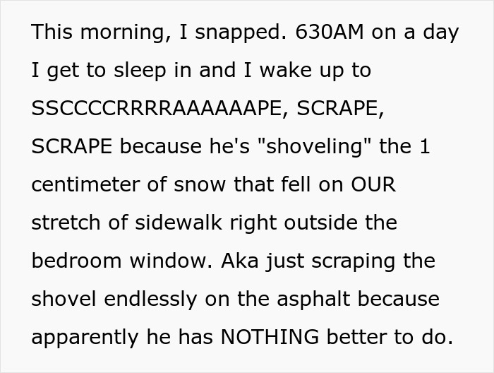 Neighbor comes over early morning to help, wife uses car panic alarm as playful revenge.