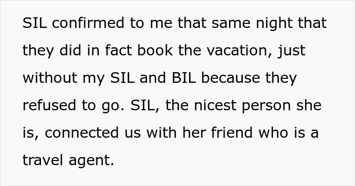 Text about a MIL coming on a couple’s vacation and being outplayed, involving travel plans and a travel agent. Text about a MIL coming on a couple’s vacation and being outplayed, involving travel plans and a travel agent.