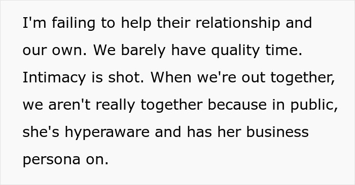 Man feels like a single parent as wife ignores 10YO and prioritizes work over family, hurting their relationship and intimacy. Man feels like a single parent as wife ignores 10YO and prioritizes work over family, hurting their relationship and intimacy.