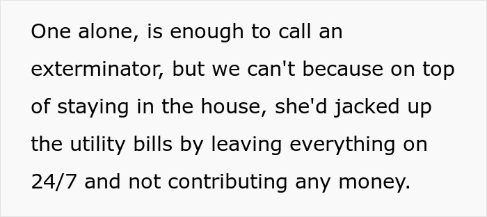 Text about a woman wanting to charge her sister a clean-up fee after spotting roaches and unpaid utility bills. Text about a woman wanting to charge her sister a clean-up fee after spotting roaches and unpaid utility bills.