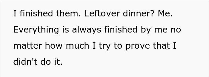 Text on a white background reads a humorous confession about always finishing leftover dinner despite attempts to deny it, related to weight and diabetes. Text on a white background reads a humorous confession about always finishing leftover dinner despite attempts to deny it, related to weight and diabetes.