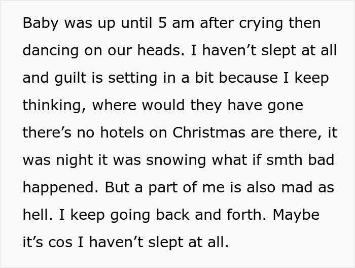Text about family’s Christmas surprise attempt at 1 a.m. leading to conflict and being kicked out. Text about family’s Christmas surprise attempt at 1 a.m. leading to conflict and being kicked out.