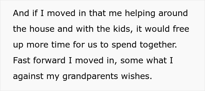 Text excerpt discussing a woman moving in with her boyfriend, expecting partnership but facing nanny-like expectations instead.