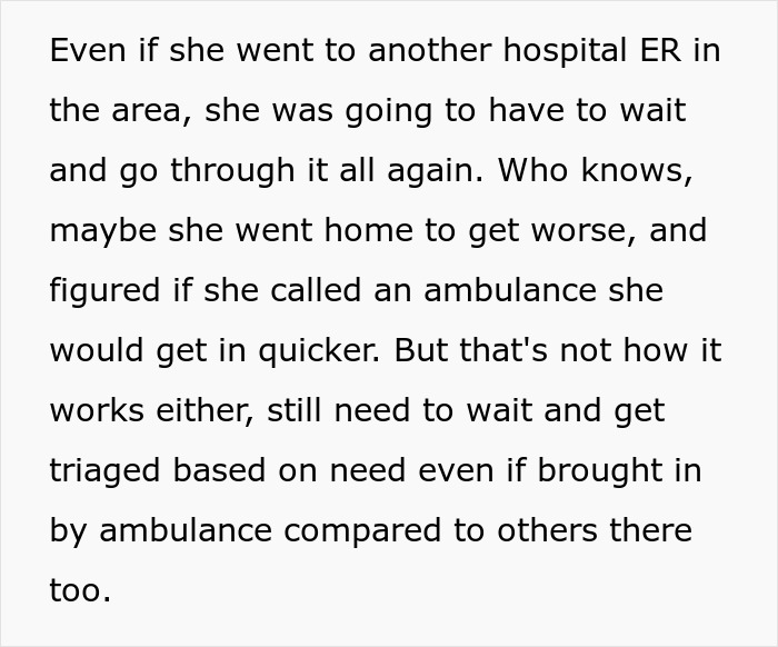 Karen patient in ER trying to impose rules on staff and calling cops when her demands are not met. Karen patient in ER trying to impose rules on staff and calling cops when her demands are not met.