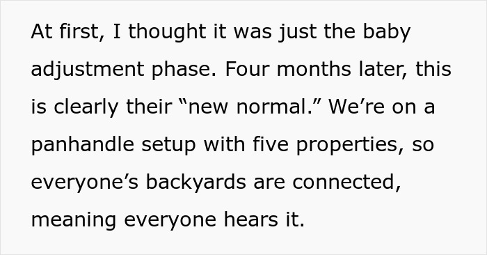 Text showing a woman explaining how neighbors' noisy dogs have become a constant disturbance in their connected backyards. Text showing a woman explaining how neighbors' noisy dogs have become a constant disturbance in their connected backyards.