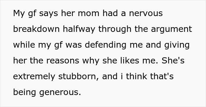 Text describing a mom causing tension by destroying her daughter’s happy relationship after sending her on a date.
