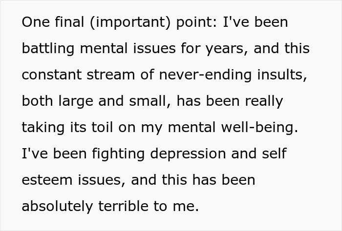 Text excerpt discussing a man suffering from a teen's rude attitude, affecting his mental health for years.