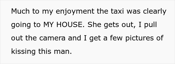 Man happy after catching ex-wife cheating, holding a camera and capturing evidence outside a house.
