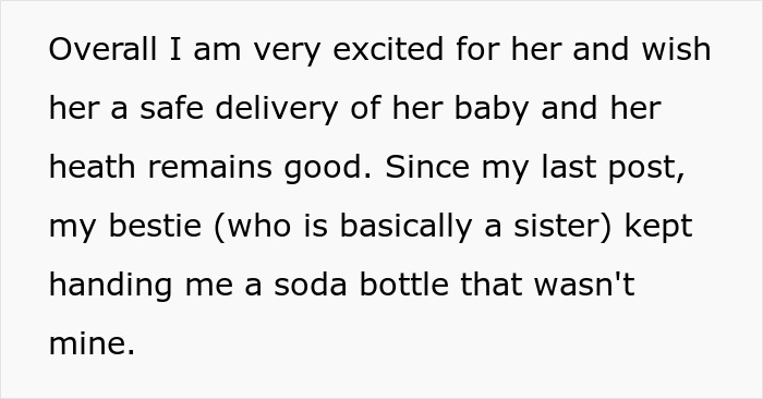Text excerpt discussing excitement for her safe baby delivery and mention of cousin's family accusing woman of stealing spotlight with baby and ring. Text excerpt discussing excitement for her safe baby delivery and mention of cousin's family accusing woman of stealing spotlight with baby and ring.