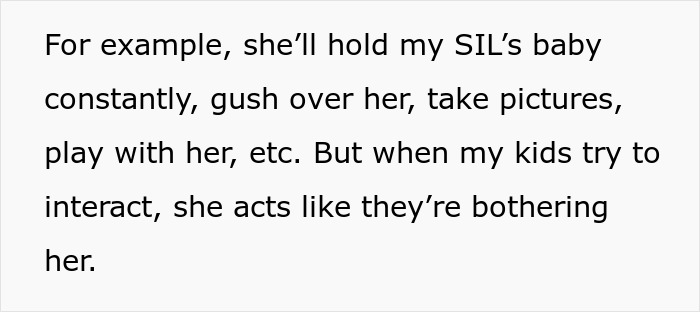 Text showing a mother sharing how her mother-in-law favors a grandchild and treats other kids like burdens. Text showing a mother sharing how her mother-in-law favors a grandchild and treats other kids like burdens.