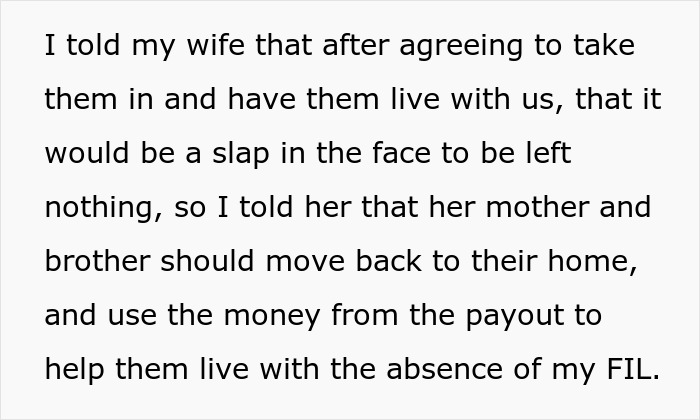Text excerpt from a man who houses and supports his in-laws, upset over his mother-in-law cutting his wife out of the will. Text excerpt from a man who houses and supports his in-laws, upset over his mother-in-law cutting his wife out of the will.