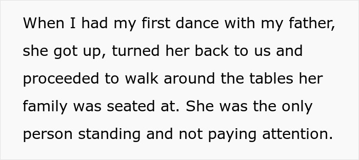Alt text: Son appalled by mom’s behavior at wedding during his first dance with father, highlighting wedding disruption concerns. Alt text: Son appalled by mom’s behavior at wedding during his first dance with father, highlighting wedding disruption concerns.