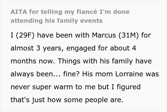 Text excerpt about future MIL scheduling family events while lady is working, explaining her decision to stop attending family gatherings. Text excerpt about future MIL scheduling family events while lady is working, explaining her decision to stop attending family gatherings.