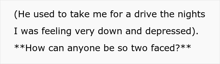 Text showing a woman expressing hurt over her two-faced husband who mocked her to his cheating ex-wife. Text showing a woman expressing hurt over her two-faced husband who mocked her to his cheating ex-wife.