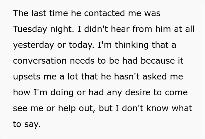 Alt text: Text message expressing disappointment about boyfriend not calling or visiting after surgery, signaling a boyfriend upgrade need Alt text: Text message expressing disappointment about boyfriend not calling or visiting after surgery, signaling a boyfriend upgrade need