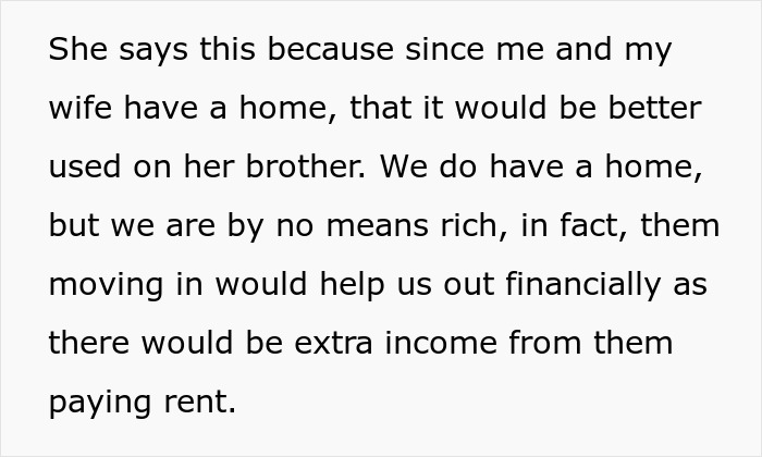 Text discussing a man supporting his in-laws and his anger when mother-in-law excludes his wife from the will. Text discussing a man supporting his in-laws and his anger when mother-in-law excludes his wife from the will.
