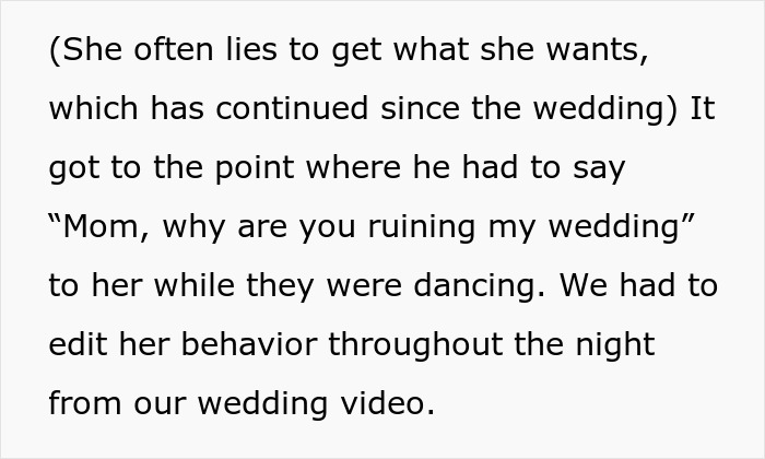 Text describing a son confronting his mom about ruining his wedding due to her continued bad behavior. Text describing a son confronting his mom about ruining his wedding due to her continued bad behavior.
