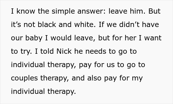 Text discussing a woman deciding whether to leave her boyfriend who is cheating while considering therapy options for healing. Text discussing a woman deciding whether to leave her boyfriend who is cheating while considering therapy options for healing.