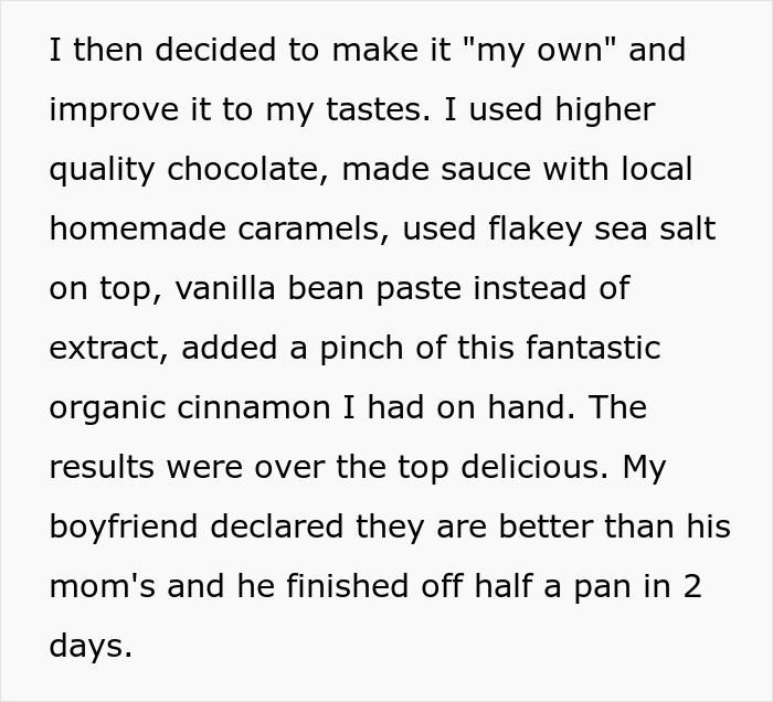 Improved secret cookies with high-quality chocolate, local caramels, and cinnamon outshine boyfriend&rsquo;s mom&rsquo;s recipe delightfully.