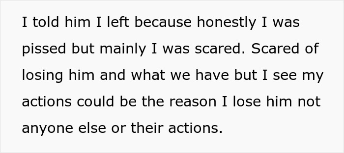 Text excerpt about fear of losing him and actions risking the relationship in a wedge between brother and wife context.