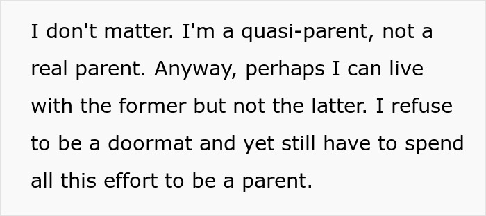 Text excerpt showing frustration of a man suffering a teen’s rude attitude and considering dumping his whole family.