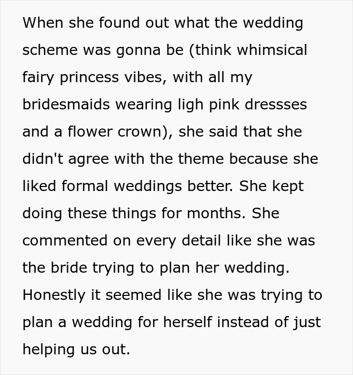 Text describing a bride’s savage revenge on a controlling mother-in-law by serving her a special meal at the wedding.