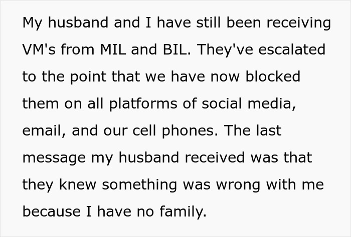 Text message about family conflict after purposely excluding sick DIL from family holiday and resulting arguments.