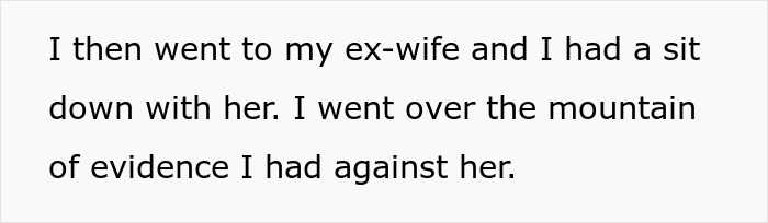 Man looking happy and confident while confronting his ex-wife with evidence of cheating during a serious conversation.
