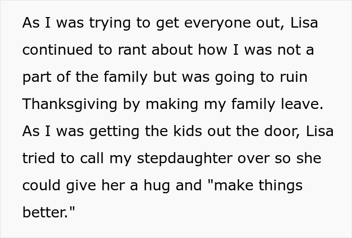 Husband drags wife and kids from Thanksgiving after sister's major tantrum disrupts family celebration.
