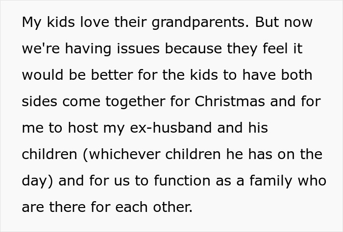 Woman refuses to host blended family Christmas with ex’s affair kids, causing in-laws to be furious and create family tension.