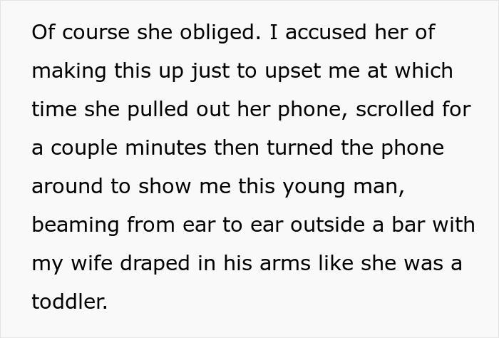 Text describing a husband who refuses intimacy for 5 years and his wife finding someone else 5 years younger.